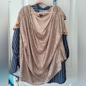 Torrid Shimmering Gold Sequin Blouse NWOT Sz4